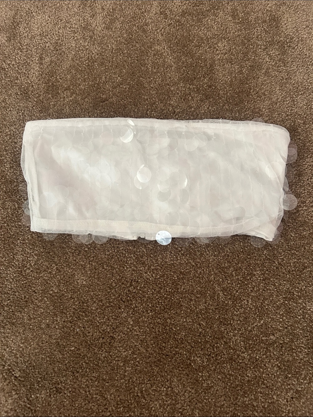 Edikted White Sequin Strapless Top